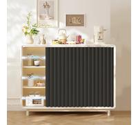 Magnetic Under Sink Cabinet Privacy Skirt Folding Invisible Desk Cover for Kitchen & Closet Black 39.4"x55.1"Stylish Storage Solution