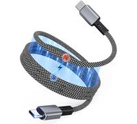 Magnetic USB C Cable, 240W Coiled USB-C to USB-C Charging Cable, Self Retractable Anti-Tangle Type C Charger Cable Nylon Braided Cord, Compatible with iPhone 17/16, iPad, MacBook, Galaxy S25/S24, 1M