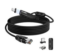 Magnetic USB C to Ethernet Cable 15FT, USB Type-C to RJ45 Braided Cable, Gigabit, Directly Connected, Compatible with MacBook, iPad Pro, XPS, Surface Pro, Laptop, PC with 2 USB-C Plugs and 1 Holder