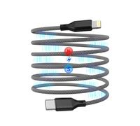 Magnetic USB-C to Lightning Cable Coiled, 1M MFi Certified USBC to Lightning Cable Braided iPhone Fast Charger Retractable Braided Cable Compatible for iPhone 14 13 12 11 Pro Max XR XS X 8 Plus SE