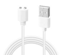 Magnetic USB Charger Cable 0.8m, 7mm 2-Pin Replacement Charging Cord for Electric Toothbrush, Massager, Smart Watch | Fast Charge, Strong Magnet, Universal Compatible, Tangle-Free White 1 PCS