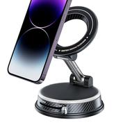 Magnetic Vehicle Mount | Vacuum Suction Holder - Vacuum Suction Cup with 360 Degree Rotation and Magnetic Dashboard Mounting for Mobile Phone - For TV Live Streaming Car Truck Caravan Trailer Tractor