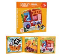 Magnetic Vehicles Travel Puzzle Book for Kids, Foldable Transportation Theme Board with 9/16/25-Piece Car Airplane Train Puzzles, Educational Travel Toys for Toddlers Boys Girls