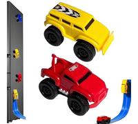 Magnetic Wall Climbing Toy Car,Magnetic inertial Wall Car,Anti-gravitys Wall Climbings,Can Drive on Iron Walls and Iron Ceilings, Gifts for Boys and Girls (Yellow+Red)