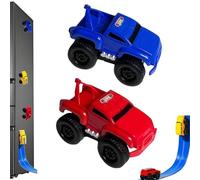 Magnetic Wall Climbing Toy Car,Magnetic inertial Wall Car,Anti-gravitys Wall Climbings,Can Drive on Iron Walls and Iron Ceilings, Gifts for Boys and Girls (Blue+Red)