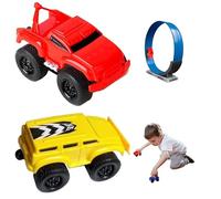Magnetic Wall Climbing Toy Car,Pull Back Inertial Climbing Cars,Anti-Gravity Climber Toy for Kids,Travel on Vertical Surfaces Such as Walls Ceilings,Educational Learning Toys for kinder (Red+Yellow)