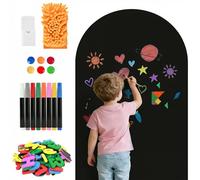 Magnetic Wall Decal 100x45 cm - Arch Self-Adhesive Magnetic Wall Sticker Self Adhesive Chalkboard Message Board Set with 8 Liquid Chalks Multiple Accessories for Home Playroom School (Black)