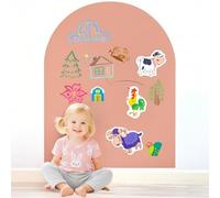 Magnetic Wall Decal Arch for Kids (Milk Tea) - 80 x 100 cm Adhesive Magnetic Chalkboard with 3 Chalks, Pen Tray, and Cloth, Ideal for Kids' Rooms, Living Rooms and Playroom