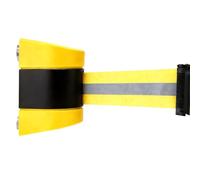 Magnetic Wall Mount Queue Barrier Belt, Retractable Barrier, with ABS plastic housing, 5/10 m arning Belt People Guidance System, ‘reflective strip’ single-sided printing (5M)