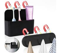 Magnetic Wall-Mounted Toothbrush Holder with Magnetic Hooks for Cruise ，Cruise Ship Essentials 2025- No Drilling Needed for Royal Caribbean & Alaska Cruise Ships, Caribbean Royal Must-Haves(Black)