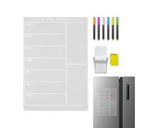 Magnetic Weekly Calendar - Transparent Acrylic, Sheet Design, Dry Erase Writing Planner, Strong Back Panel, Many Function Household Organizer Board | For Living Space Kitchen card Preparation Task Use
