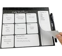 Magnetic Weekly Meal Planner and Shopping List Pad for Fridge - 52 Pages - Tear off Weekly Grocery List - Convenient Pen & Pen Holder (Black)