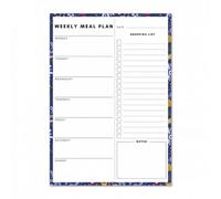 Magnetic Weekly Meal Planner and Tear-Off Shopping List for Fridge, 52 Sheets A5 Notepad for Weekly Food and Shopping Planning - Flowers