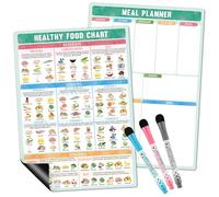Magnetic Weekly Meal Planner Board, Dry Eraser Meal Planner and Shopping List Magnetic Shopping List for Fridge Undated Menu Board for Food Planning & Shopping, Food Plan - Includes Healthy Food List
