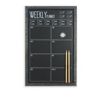 Magnetic Weekly Planner Chalkboard With Charcoal Mdf Frame - Sleek Modern Design Day & Month Format Board - H43 X W28 X D1.5Cm