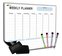 Magnetic Weekly Planner for Fridge - 17x12” Stain-Resistant Dry Erase Whiteboard Fridge Calendar with Large Writing Space for Schedules, Chores & Meals - Includes 4 Markers & Eraser