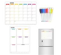 Magnetic Weekly Planner for Fridge and Monthly Planner, 11 * 8.2in Magnetic Whiteboard with 8 Markers, Easy to Erase and Write, Suitable for Home Planning, Daily Record Keeping, Time Reminders.