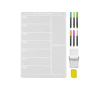 Magnetic Weekly Planner for Fridge, Fridge Planner | With Pen Holder 6 Highlighters Reusable Acrylic Meal Calendar | For Daily Shopping Planning
