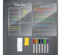 Magnetic Weekly Planner for Fridge, Transparent Acrylic Fridge Meal Planner Magnetic with a Storage Box Eraser and 7 Markers for Kitchen Home Food Planning Shopping Lists