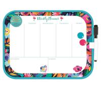 Magnetic Weekly Planner Whiteboard A4 Floral Design Fridge Notice Board with Dry Wipe Marker Pen & Magnets - Kitchen Family Organiser Memo Board Shopping Lists Chore Chart Home Office
