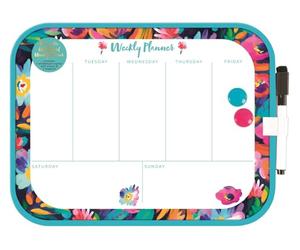 Magnetic Weekly Planner Whiteboard A4 Floral Design Fridge Notice Board with Dry Wipe Marker Pen & Magnets - Kitchen Family Organiser Memo Board Shopping Lists Chore Chart Home Office