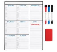Magnetic Weekly Planner Whiteboard for Fridge - Large Meal Planner with 3 Dry Wipe Markers & Eraser - White Board Kitchen Family Schedule Board for ADHD, To Do Lists & Reminders