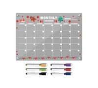 Magnetic Whiteboard | Clear Acrylic Monthly Planner Board | Schedule Memo Tool with 6 Pens | Refrigerator, Dorm, Classroom, Kitchen, Workplace, Home, Student, Teacher, Kids, Teens, Sc