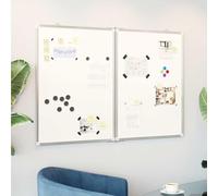 Magnetic Whiteboard Foldable 120 x 100 x 1.7 cm Aluminium with 2 Panels Double-Sided Writeable Mobile for Office, School, Seminar and Presentations