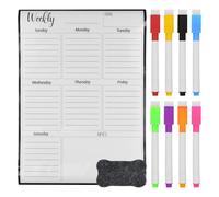 Magnetic Whiteboard for Fridge, A3 Size Weekly Planner with 8 Colourful Markers and Eraser, Dry Erase Meal Planner, to Do List for Office and Home