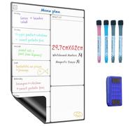 Magnetic Whiteboard for Fridge A3, Weekly Planner Dry Wipe Board for Tasks, to Do Lists, Shopping, Meal Planning for Home, Office with 4 Dry Erase Pens and Eraser SURFOU