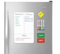 Magnetic Whiteboard Fridge Dry Erase Board: HOMiDEK Small Magnetic White Board for Refrigerator with Clean Dirty Magnet for Dishwasher, 4 x Markers, 1 x Eraser - 12" x 8"