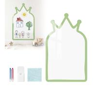 Magnetic Whiteboard Paper, 40 x 67 cm Crown & Animal Shaped Dry Erase Whiteboard Sheets, Removable Self-Adhesive Whiteboard Film Stick on Wall or Fridge for Home, Office & School (Crown-Green&White)