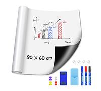 Magnetic Whiteboard Paper Roll 60x90cm, Self Adhesive Static Whiteboard Sheets Stick on Wall, Dry Erase White Board Sticker with Pens Eraser and Magnet for Home Office