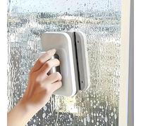 Magnetic Window Cleaner, Double Sided Window Cleaning Tool Adjustable Glass Surface Cleaning Brush Wiper Tools, Built in Sponge Window Scraper,for Single Pane Glass from 3-10mm 2.4 M Secure Rope