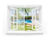 Magnetic Window Fly Insect Screen Curtain 100 x 180 cm, Anti Mosquito Polyester Mesh Screen Door, Easy to Install for Air Conditioning Room/Kitchen Window, White