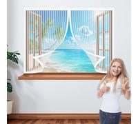 Magnetic Window Fly Screen 112 x 110 cm Easy Installation Fly Net for Windows Durable & Easy to Maintain Fitted to Multiple Windows, White