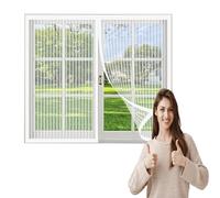 Magnetic Window Fly Screen 112 x 110 cm Easy Installation Fly Net for Windows Heavy Duty Mesh for Windows, White