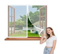 Magnetic Window Fly Screen 112 x 110 cm No Drilling Required Insect Mesh Mosquito Bug Net Magnetic Closure for Windows, White