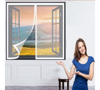 Magnetic Window Fly Screen 115 x 98 cm(45 x 39inch) Insect Mesh Window Screen Mosquito Bug Protection Without Drilling Easy to Install Fly Net for Windows for Windows Doors Patio, White
