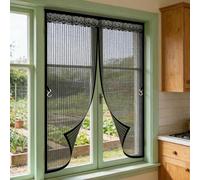 Magnetic Window Fly Screen 200 x 133 cm Patio Curtain Insect Mesh Close Automatically, Keep Bugs Out & Let Fresh Air, Washable, with Magic Tape, for Window, Balcony, Black