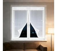 Magnetic Window Fly Screen 200 x 133 cm Patio Curtain Insect Mesh Easy to Install Without Drilling, Durable Anti Tearing Fly Insect, with Magic Tape, for Window, Balcony, White