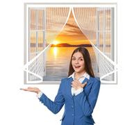 Magnetic Window Fly Screen 86 x 192 cm(34 x 76inch), Magnetic Flyscreen Net, Durable Transparent for Front Window and Home Outside Kids Pets, White