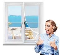 Magnetic Window Fly Screen Net 50 x 50 cm, Mesh Fly Mosquito Curtain, Keep Insects Out Fits Any Size Insect Mesh Mosquito Net for Window, White