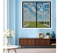 Magnetic Window Fly Screens 128 x 102 cm Easy to Open Windows Insect Mesh Mosquito Bug Net No Drilling Or Screwing Pet and Kid Friendly for Kitchen Bedroom Room Window, Black