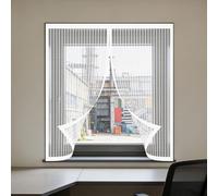 Magnetic Window Fly Screens Windows 115 x 120 cm Selfadhesive Tape Window Screen Mesh for Bug Easy Install for Windows Doors and Patio Screens, White