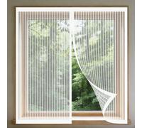 Magnetic Window Fly Screens Windows 115 x 125 cm with Selfadhesive Fly Screen for Windows with Installation Accessories for Doors and Patio Screens, White