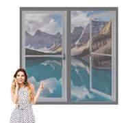 Magnetic Window Fly Screens Windows 125 x 135 cm with Selfadhesive Magnetic Window Fly Screen Insect Mesh Easy Install for Home, Office, Bedroom, Living Room Kitchen, Grey