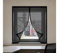 Magnetic Window Fly Screens Windows 130 x 85 cm Selfadhesive Tape Window Screen Mesh for Bug Easy Install for Windows Doors and Patio Screens, Black