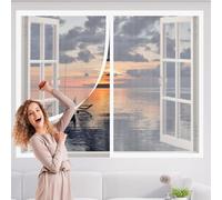 Magnetic Window Fly Screens Windows 135 x 110 cm Selfadhesive Tape Mosquito Net Window Easy Installation for Home, Office, Bedroom, Living Room Kitchen, White