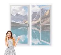 Magnetic Window Fly Screens Windows 135 x 125 cm with Selfadhesive Magnetic Window Fly Screen Insect Mesh Easy Install for Home, Office, Bedroom, Living Room Kitchen, White